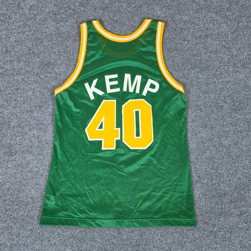 Vintage Champion Seattle SuperSonics Shawn Kemp 40 Jersey Green Size 48 USA Made